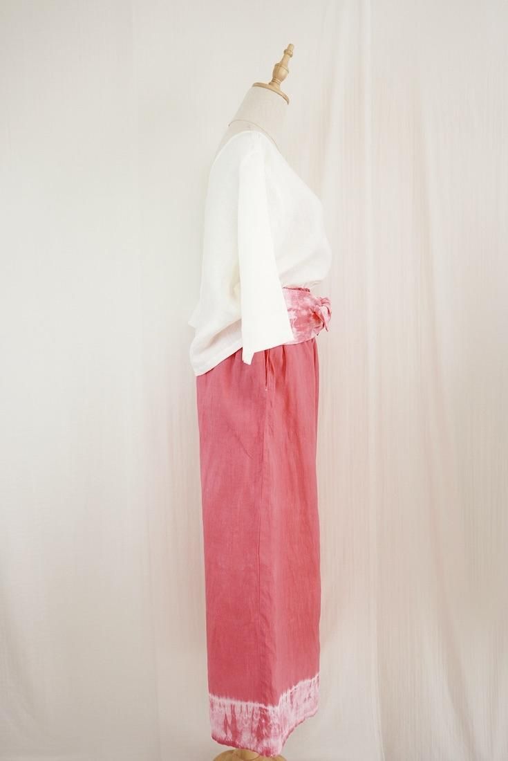 French Linen Ribbon Pants Pink!Pink!Pink! 