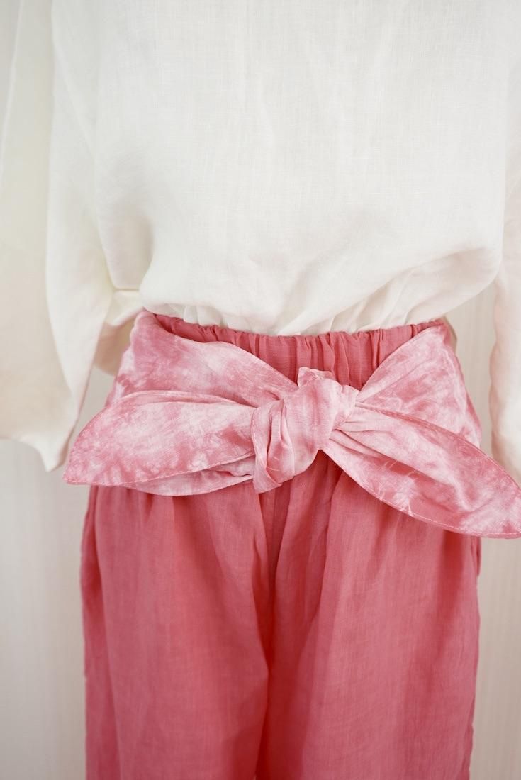 French Linen Ribbon Pants Pink!Pink!Pink! 