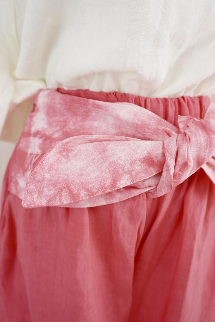 French Linen Ribbon Pants Pink!Pink!Pink! 