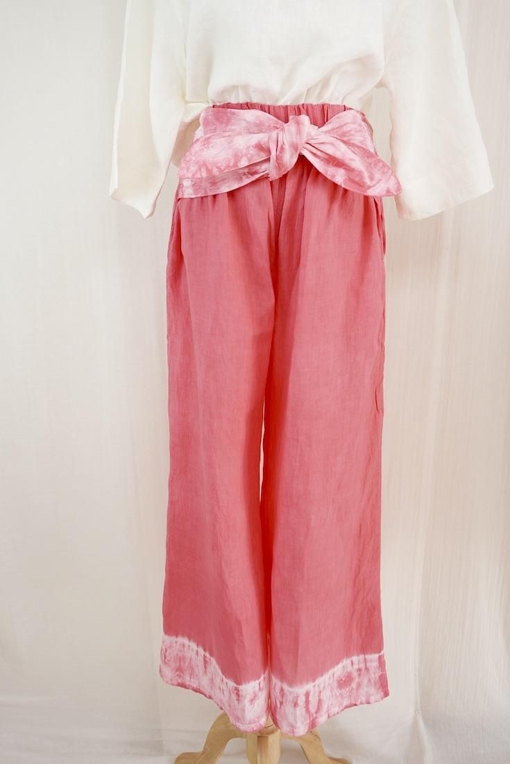 French Linen Ribbon Pants Pink!Pink!Pink! 