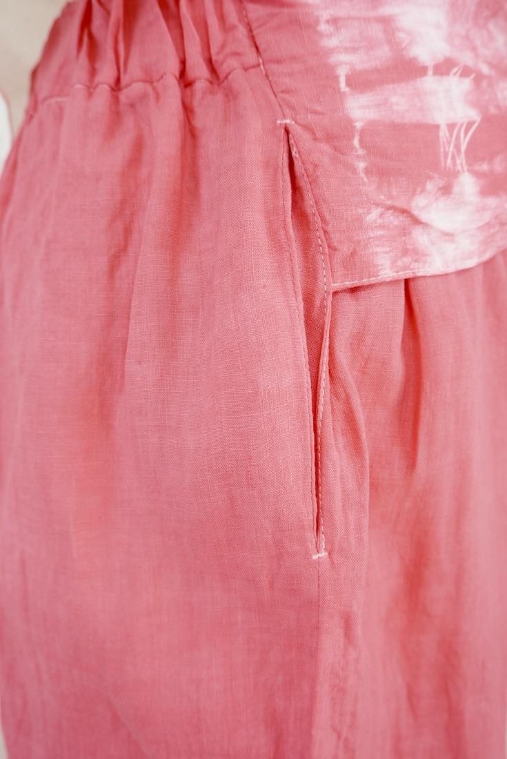 French Linen Ribbon Pants Pink!Pink!Pink! 