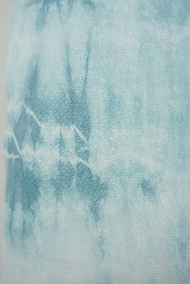 French Linen Ribbon Pants Vintageblue x Apricot 