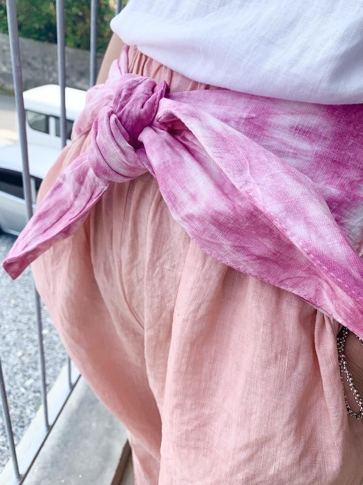 French Linen Ribbon Pants Deepgreen x Sage