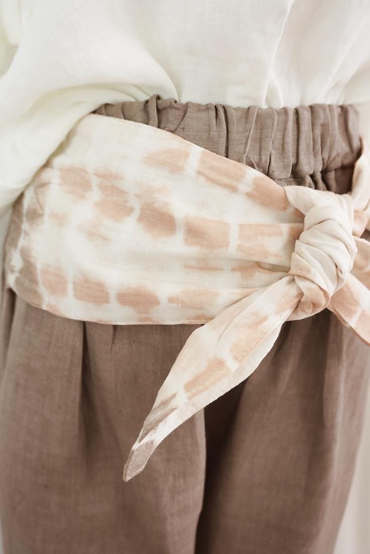 French Linen Ribbon Pants Brown x Orangebeige