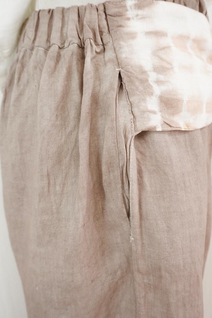 French Linen Ribbon Pants Brown x Orangebeige