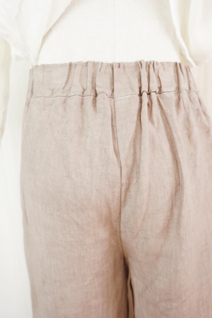 French Linen Ribbon Pants Brown x Orangebeige