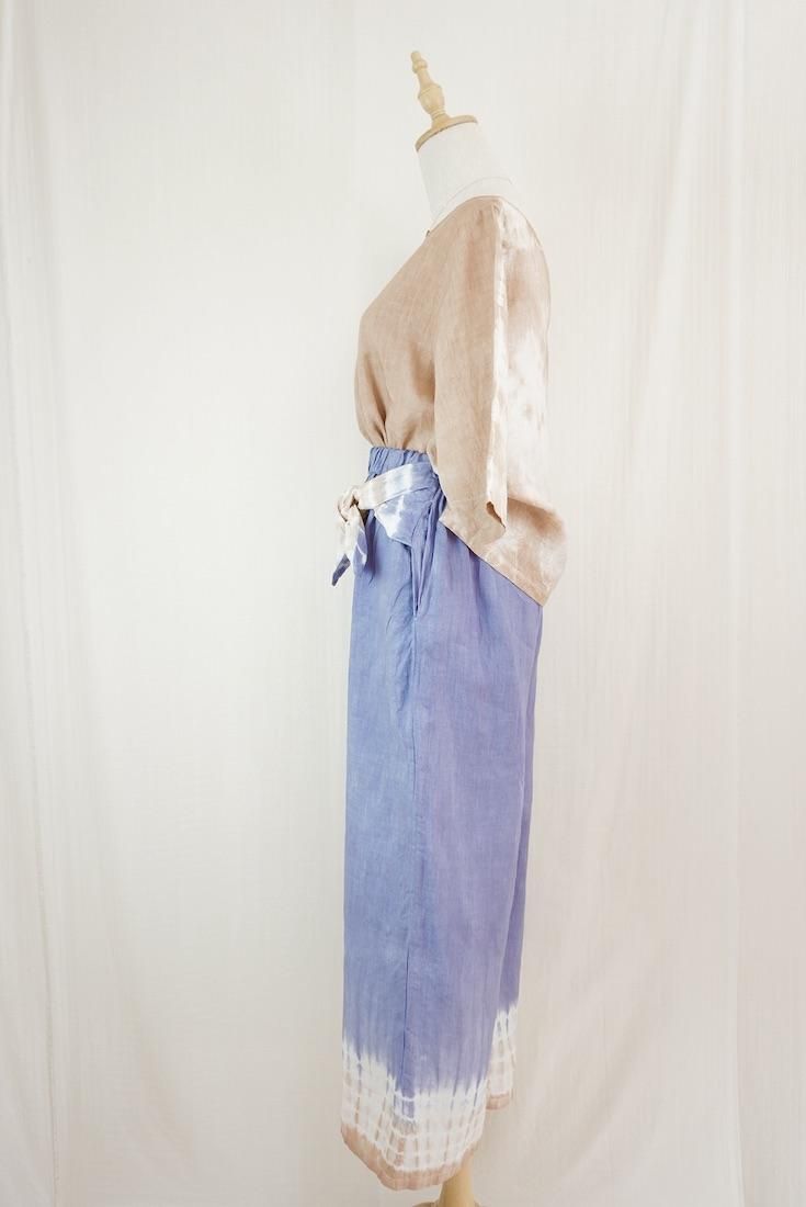 French Linen Ribbon Pants Slateblue x Cafelate
