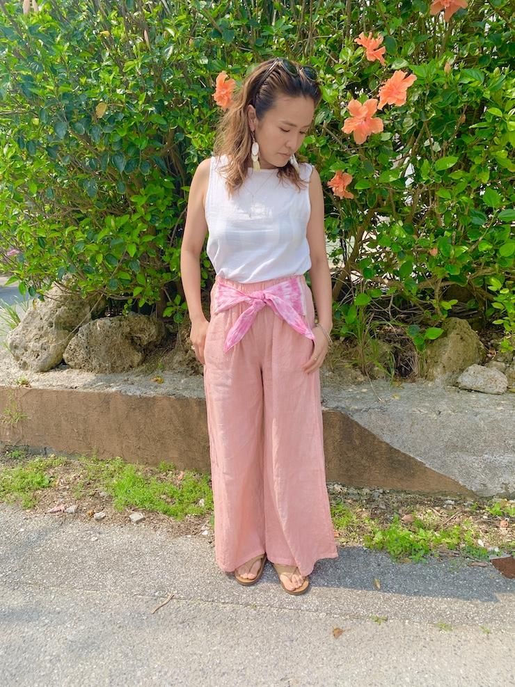 French Linen Ribbon Pants Slateblue x Cafelate