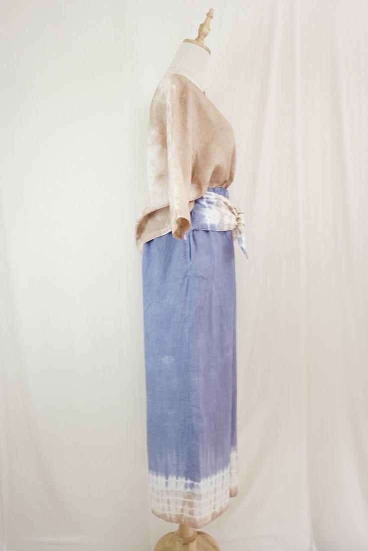French Linen Ribbon Pants Slateblue x Cafelate