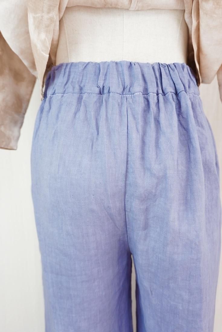 French Linen Ribbon Pants Slateblue x Cafelate
