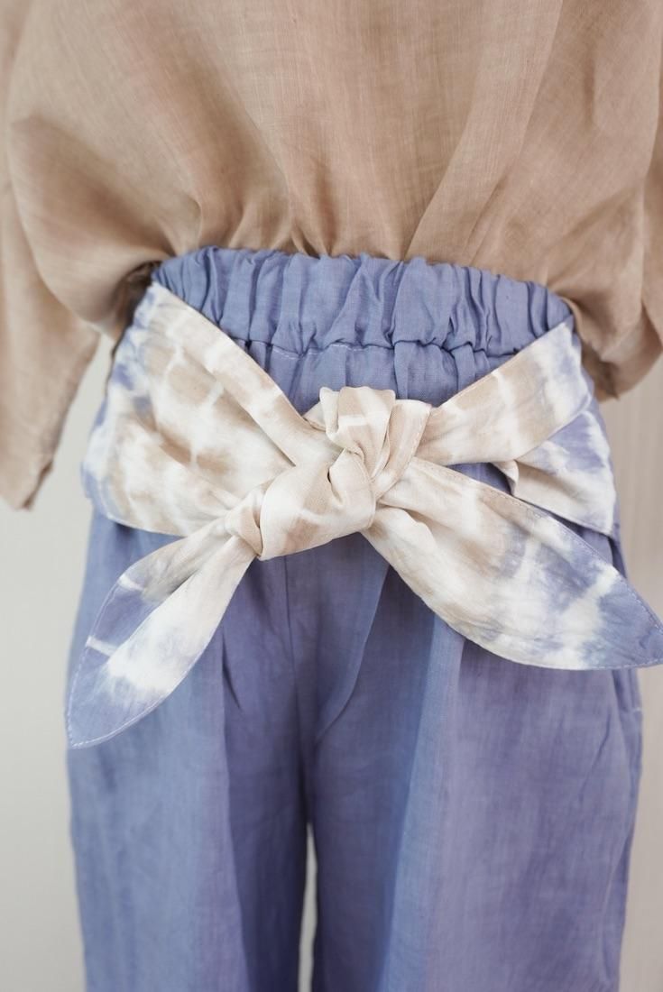 French Linen Ribbon Pants Slateblue x Cafelate