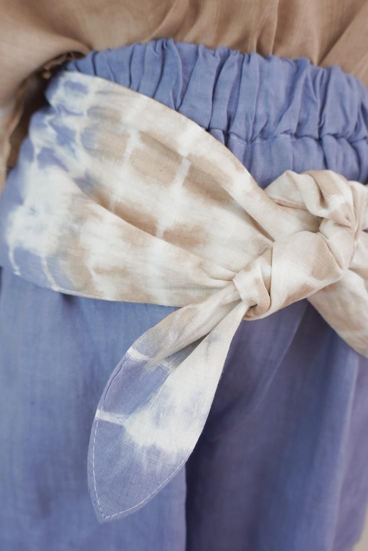 French Linen Ribbon Pants Slateblue x Cafelate