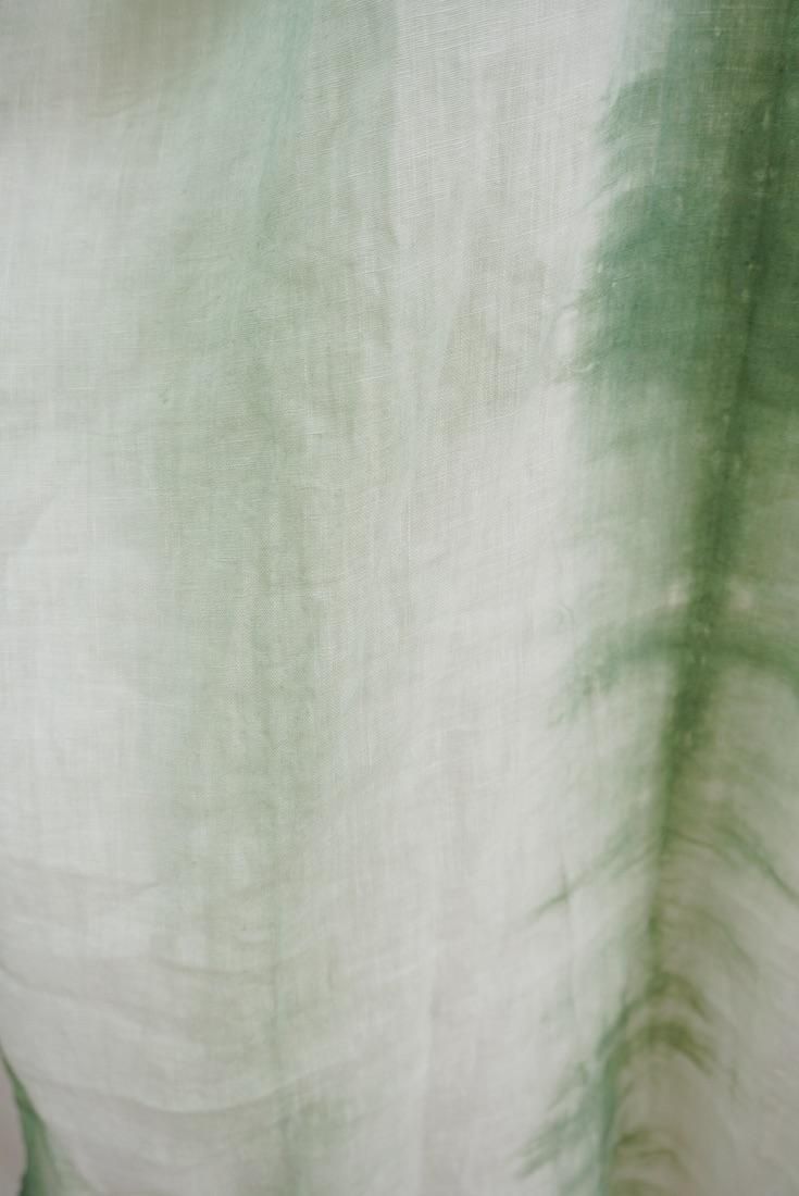 French Linen Relax Dress Jungle green x Pistachio