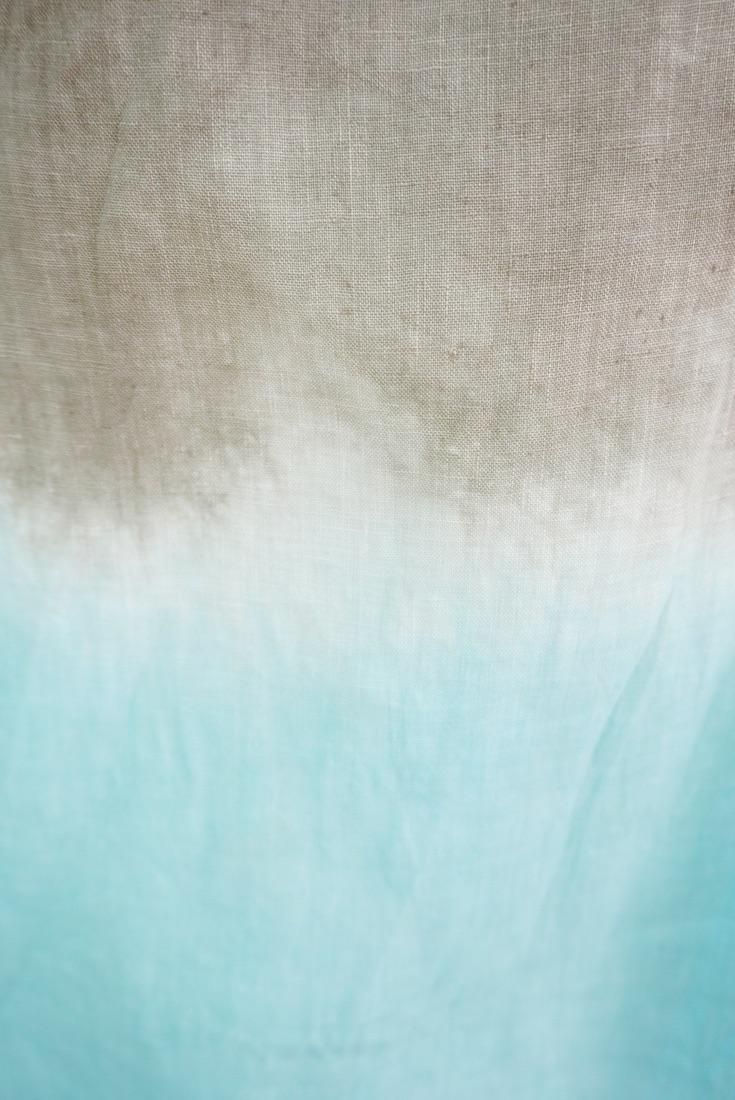 French Linen Relax Dress Taupe x Turquoise