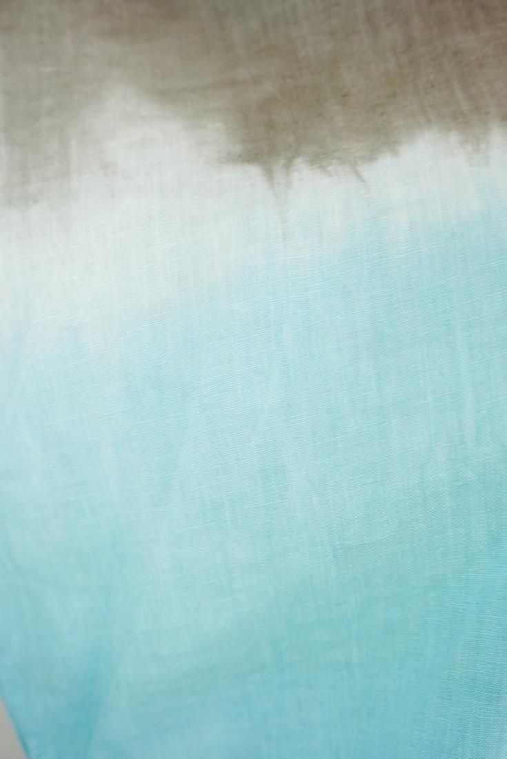 French Linen Relax Dress Taupe x Turquoise