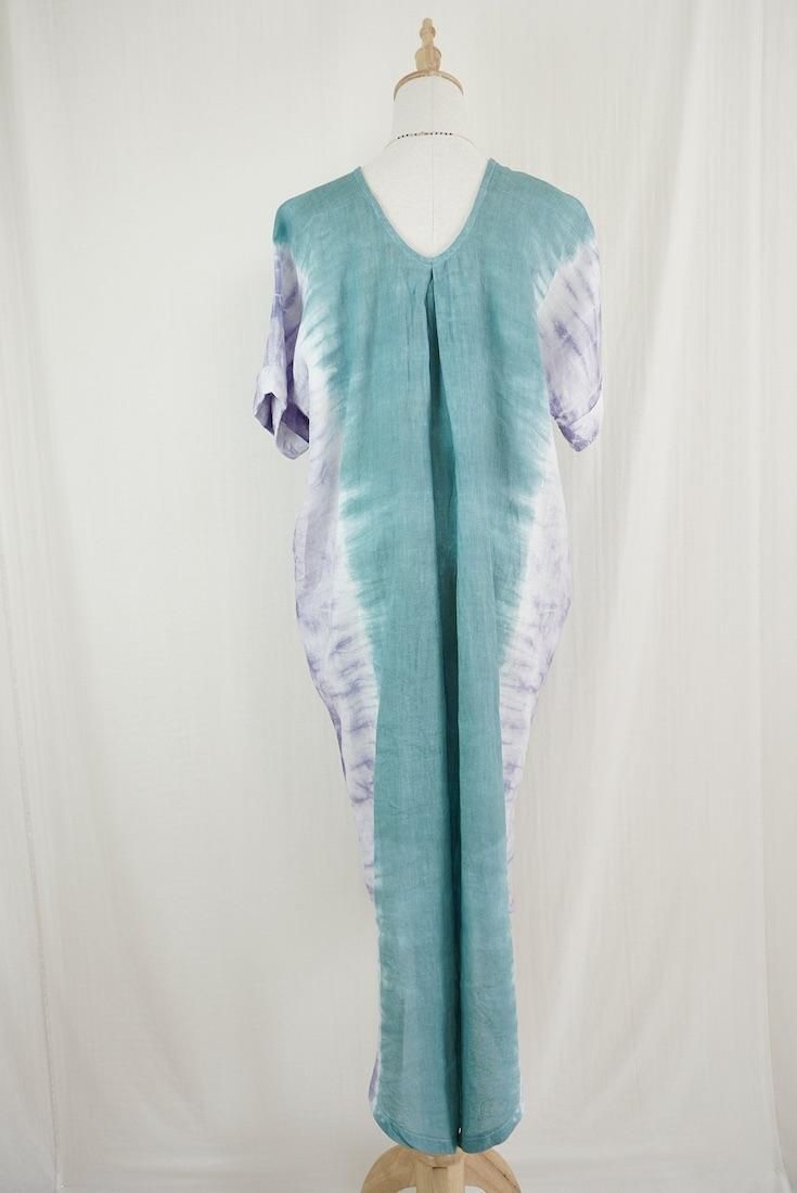French Linen Relax Dress Deegreen x Amethyst