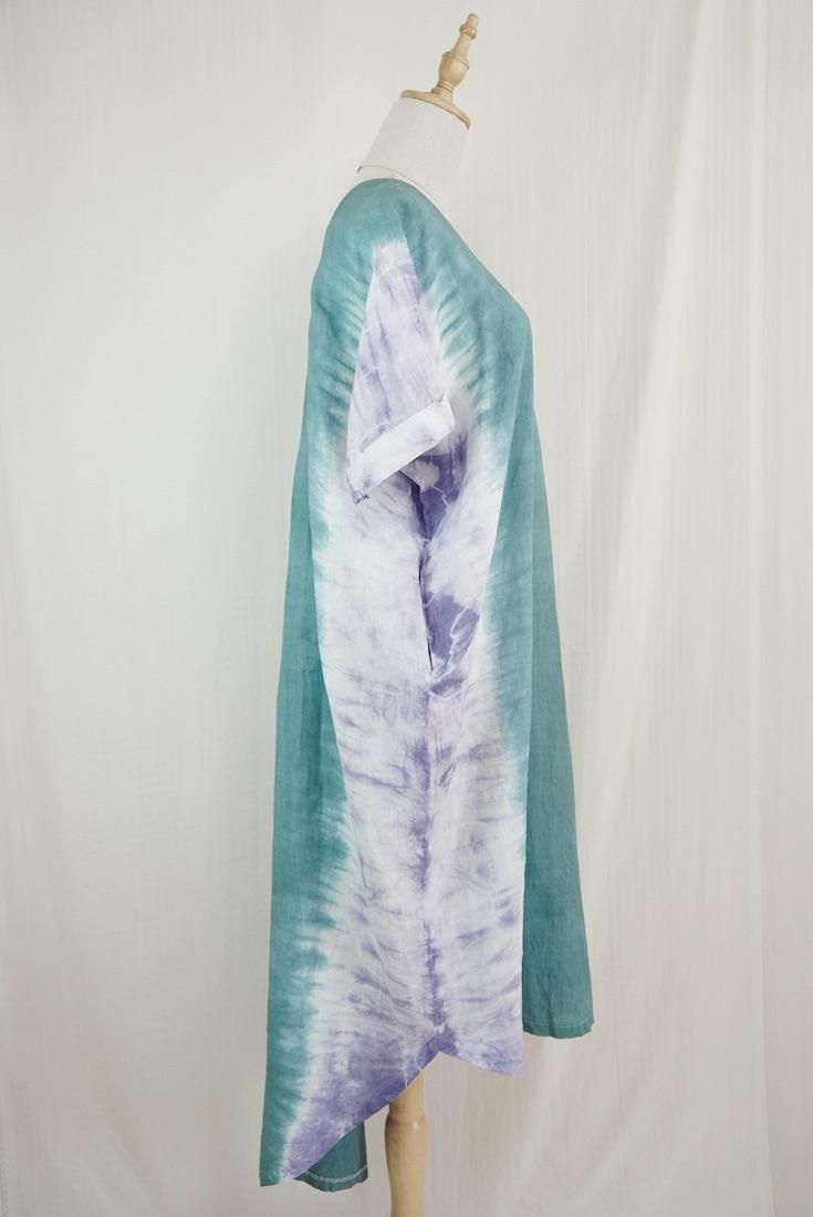 French Linen Relax Dress Deegreen x Amethyst
