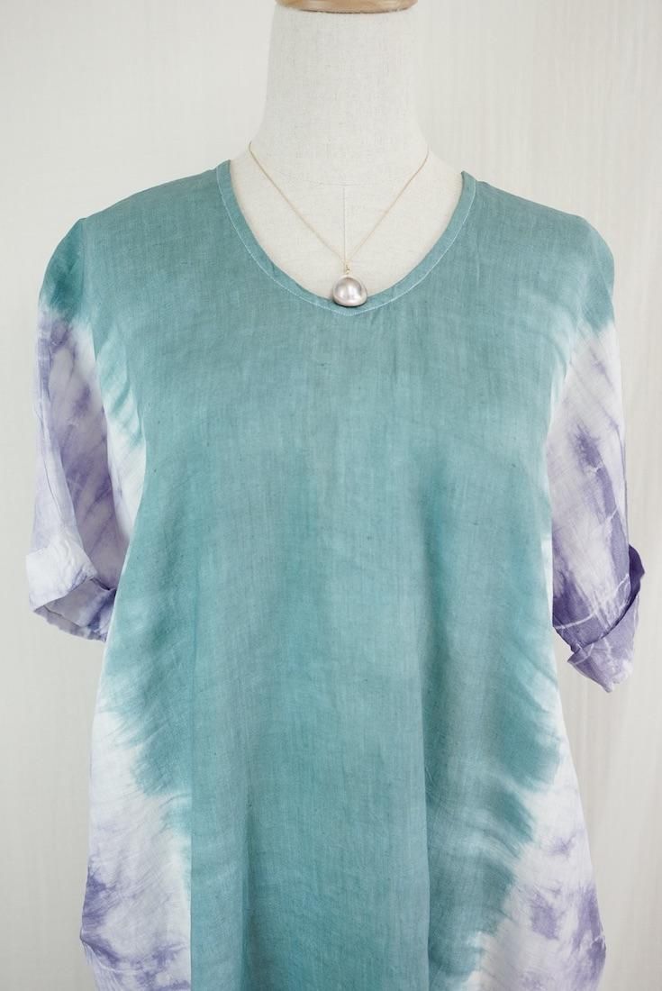 French Linen Relax Dress Deegreen x Amethyst