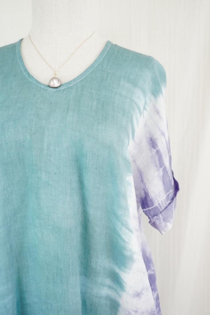 French Linen Relax Dress Deegreen x Amethyst