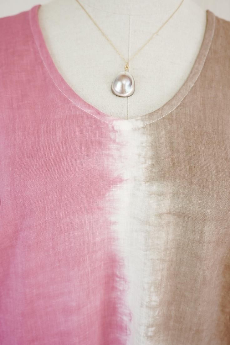 French Linen Relax Dress Bougainvillea x Brown