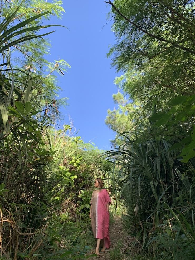 French Linen Relax Dress Bougainvillea x Brown