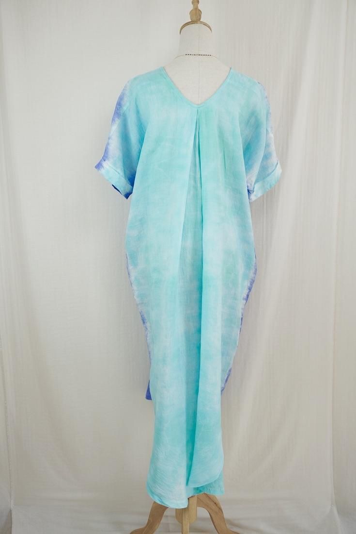 French Linen Relax Dress Horizon x Emerald