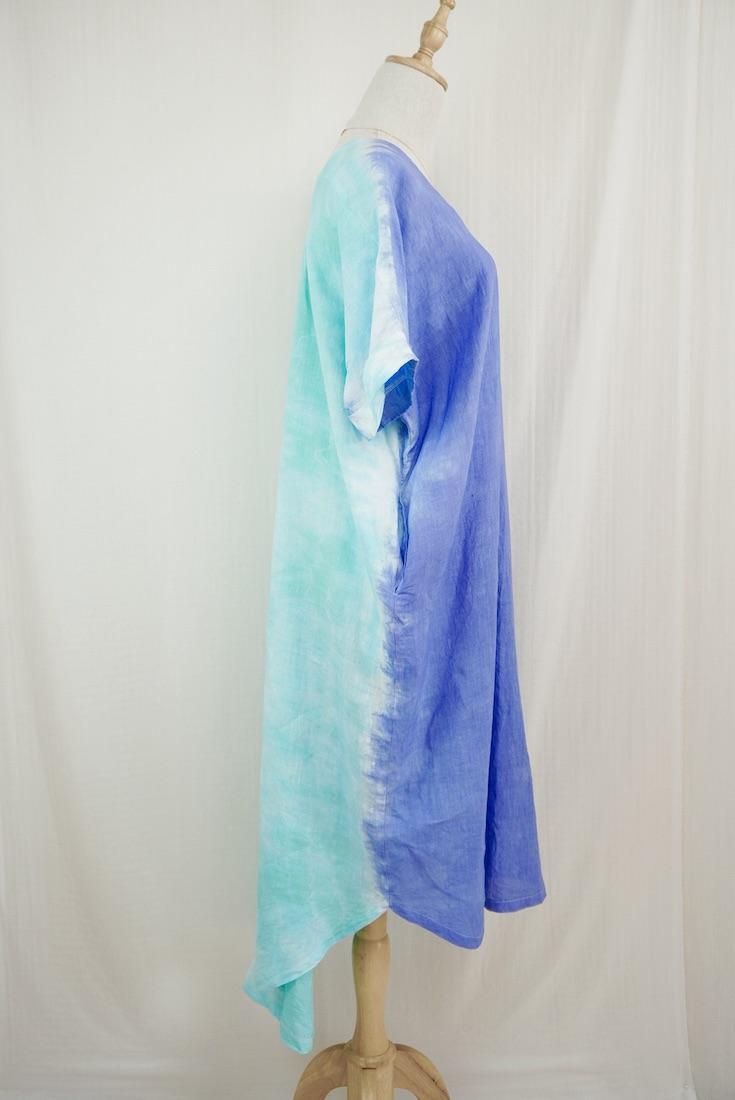 French Linen Relax Dress Horizon x Emerald