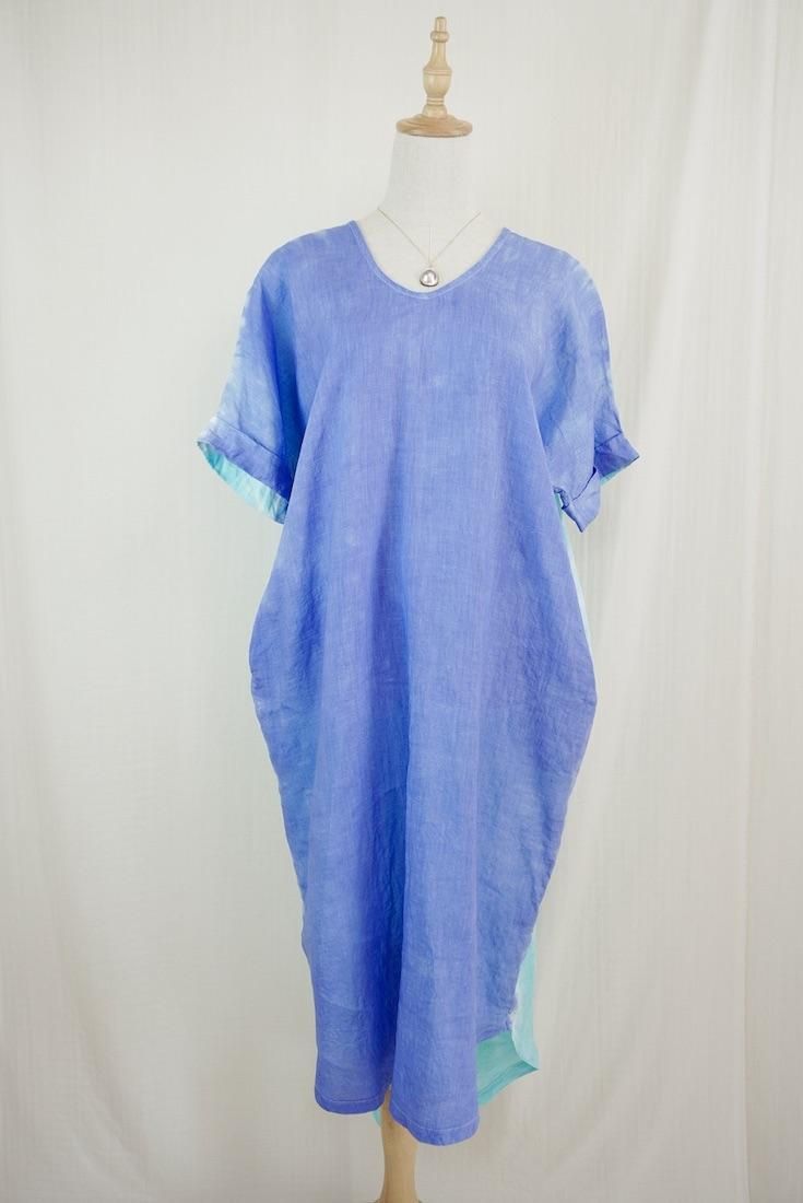 French Linen Relax Dress Horizon x Emerald