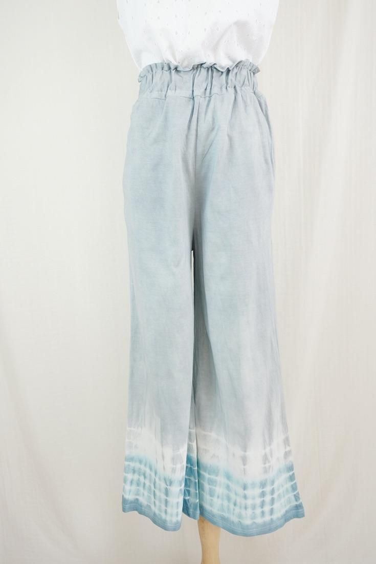 Cotton Relax Pants  Gray x Vintageblue 