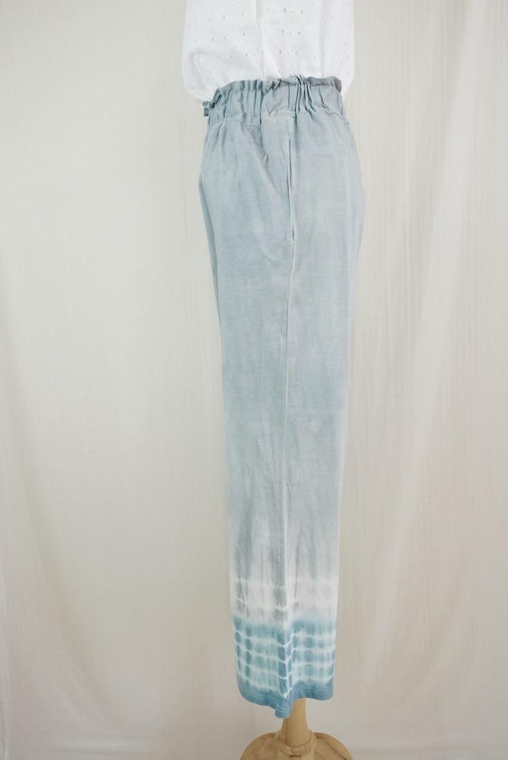 Cotton Relax Pants  Gray x Vintageblue 