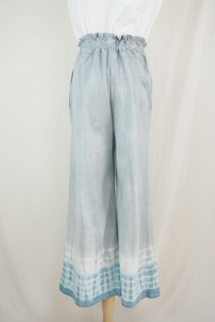 Cotton Relax Pants  Gray x Vintageblue 