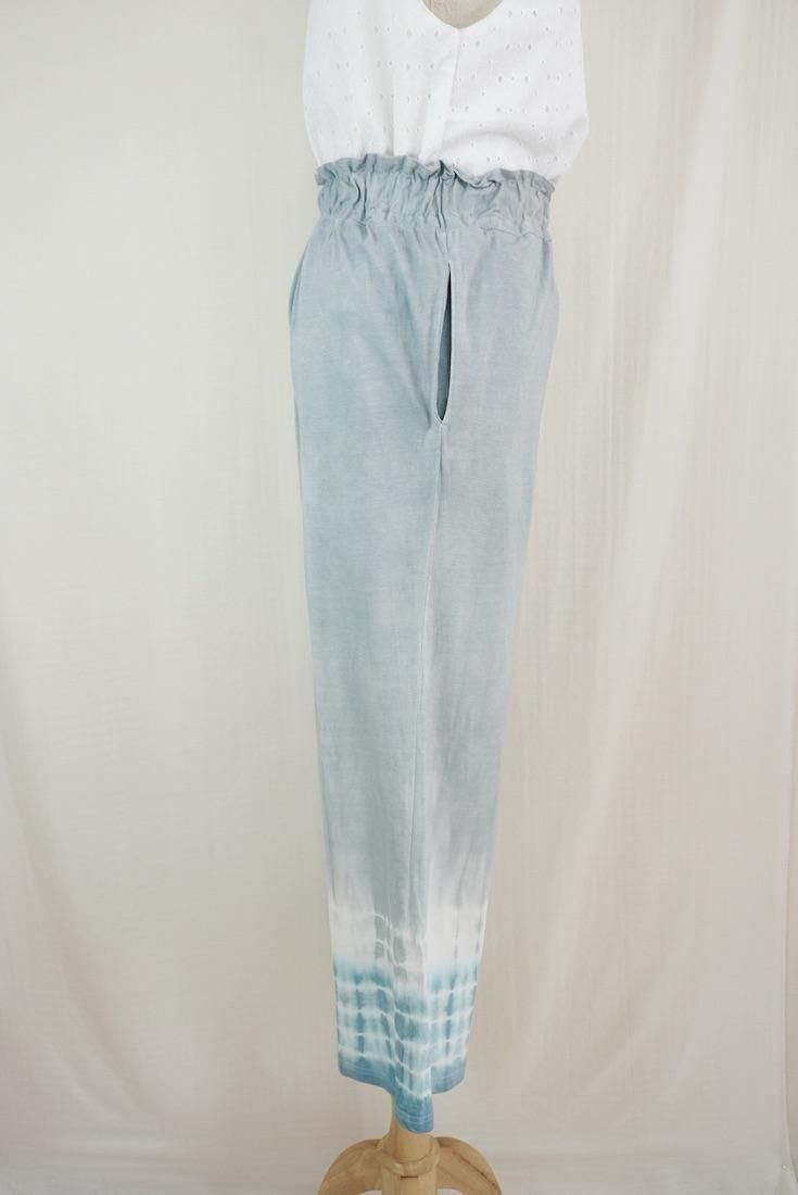 Cotton Relax Pants  Gray x Vintageblue 