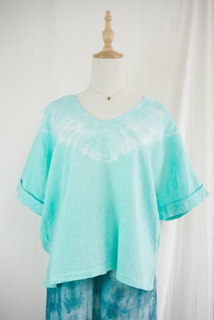 French Linen Relax Top  Emerald