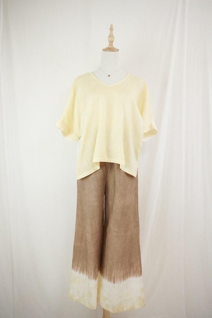 French Linen Relax Top  Custard
