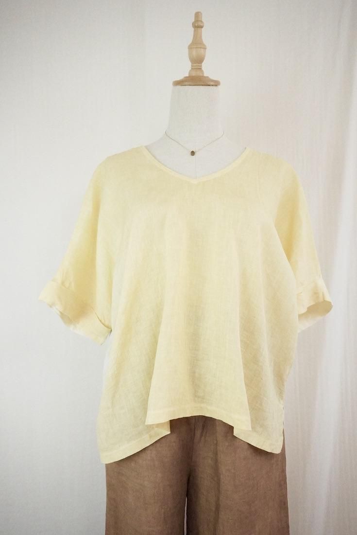 French Linen Relax Top  Custard