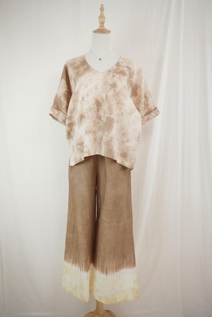 French Linen Relax Top  Darkchocolate