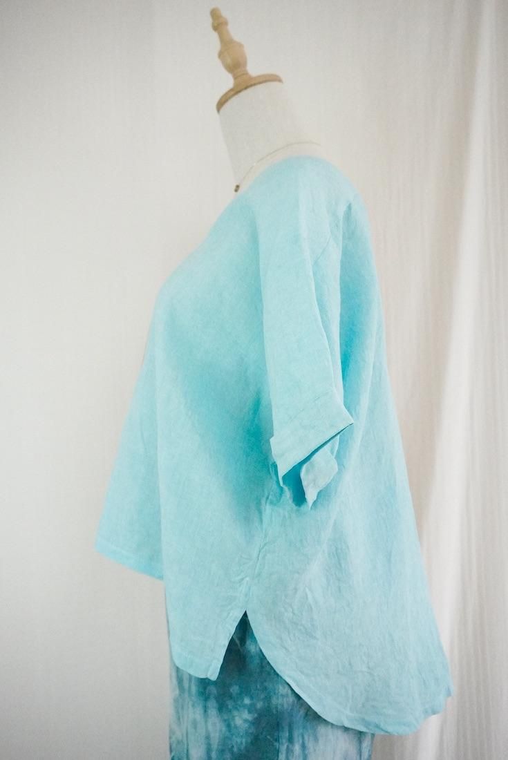 French Linen Relax Top  Cafelate x Turquoise