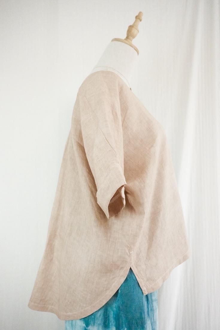 French Linen Relax Top  Cafelate x Turquoise
