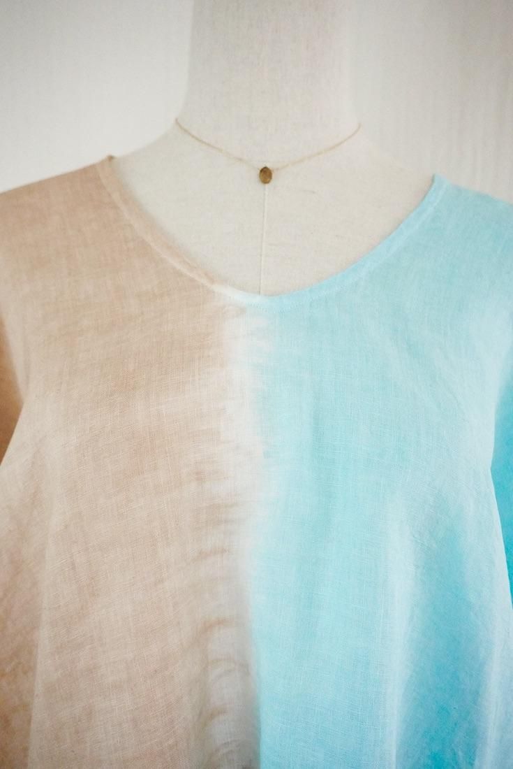French Linen Relax Top  Cafelate x Turquoise
