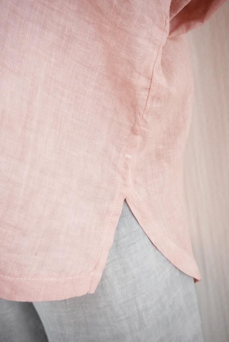 French Linen Relax Top  Lightgray x Pinkbeige