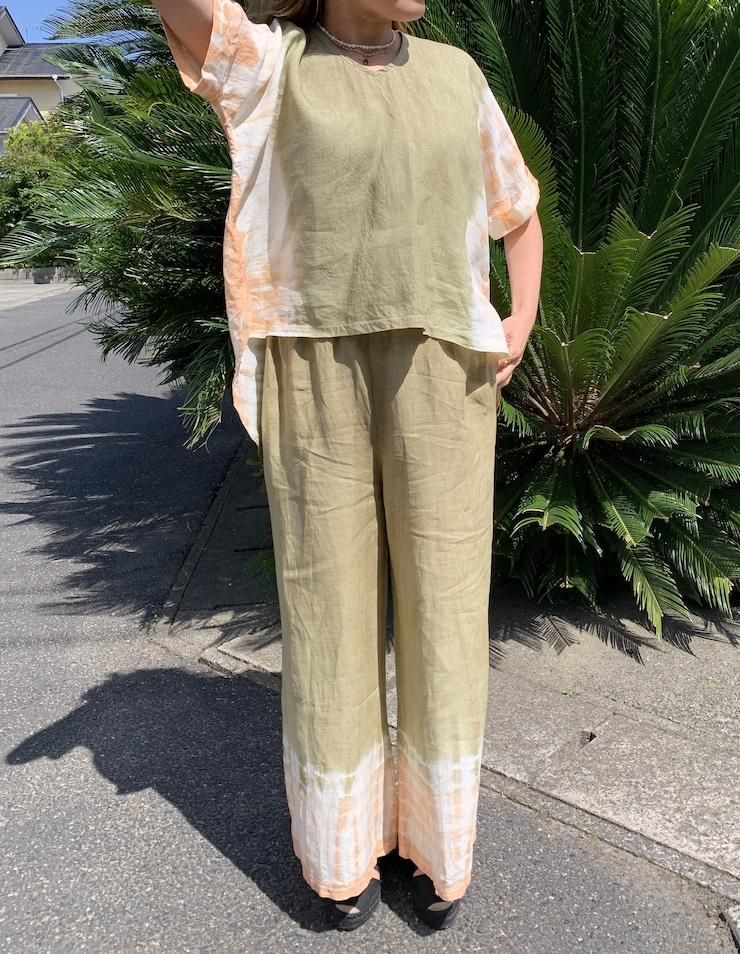 Frenh Linen Relax Pants Blue x Cafelate