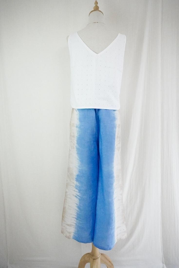 Frenh Linen Relax Pants Blue x Cafelate