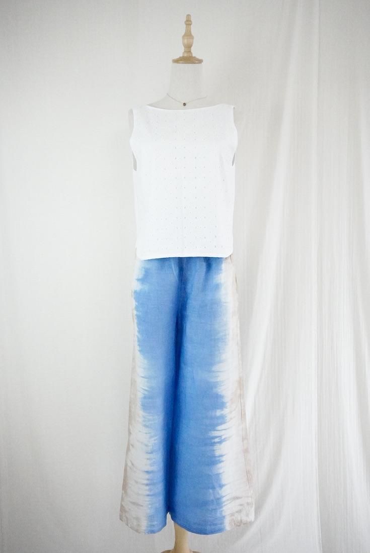 Frenh Linen Relax Pants Blue x Cafelate