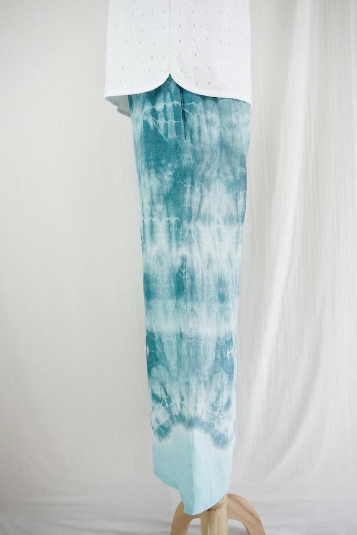 Frenh Linen Relax Pants Deepgreen x Turquoise