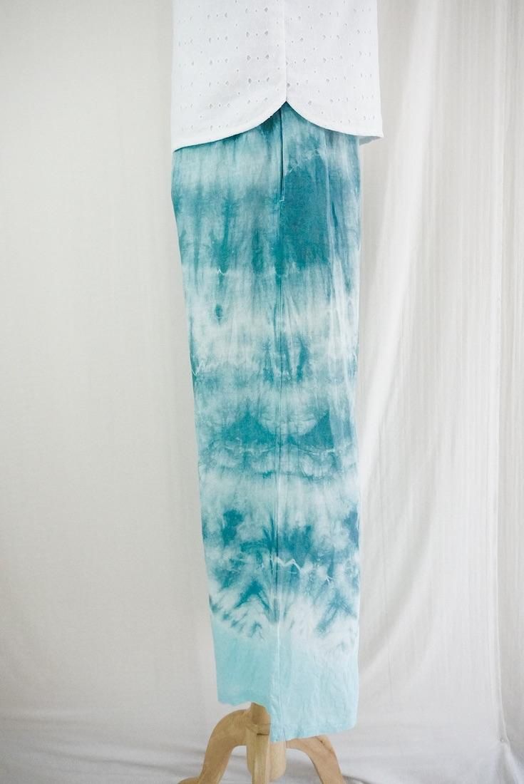 Frenh Linen Relax Pants Deepgreen x Turquoise