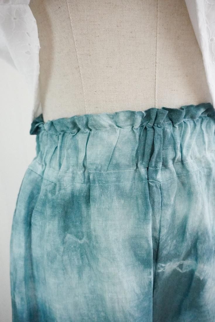Frenh Linen Relax Pants Deepgreen x Turquoise