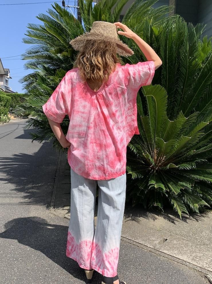 Frenh Linen Relax Pants Lightgray x Pink!Pink!Pink!