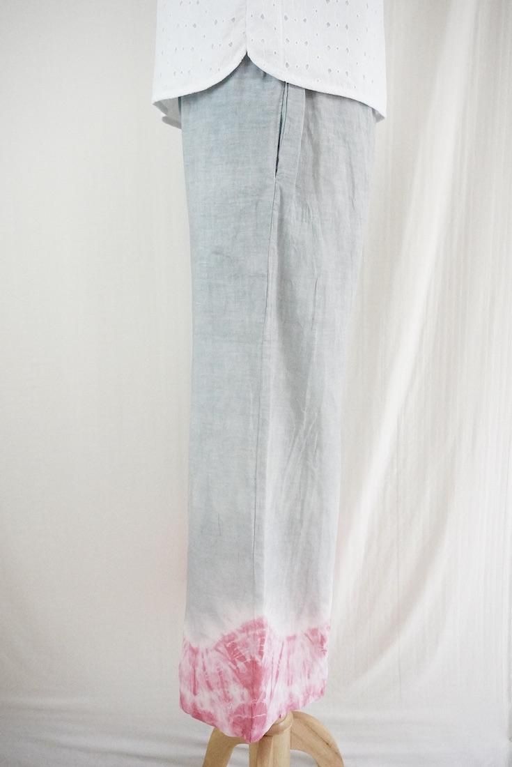 Frenh Linen Relax Pants Lightgray x Pink!Pink!Pink!