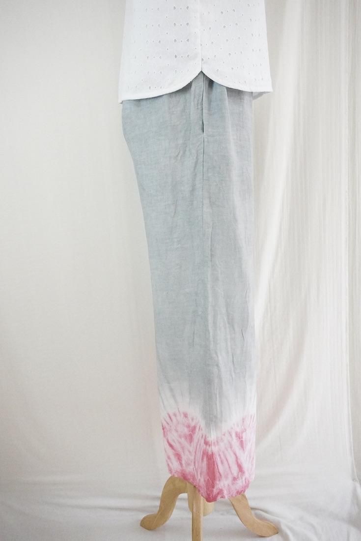 Frenh Linen Relax Pants Lightgray x Pink!Pink!Pink!