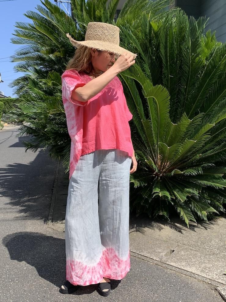 Frenh Linen Relax Pants Lightgray x Pink!Pink!Pink!